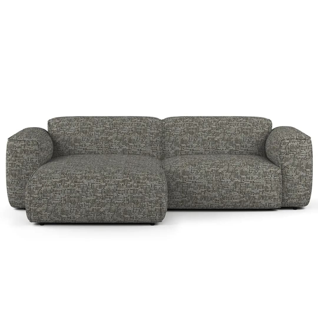 Ecksofa 1,5-Sitzer mit Longchair Grau/Grau Chenille Enne | Grau