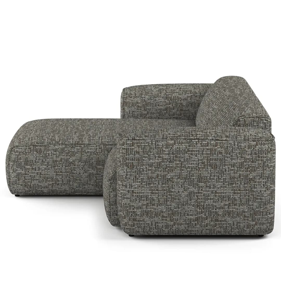 Ecksofa 1,5-Sitzer mit Longchair Grau/Grau Chenille Enne | Grau