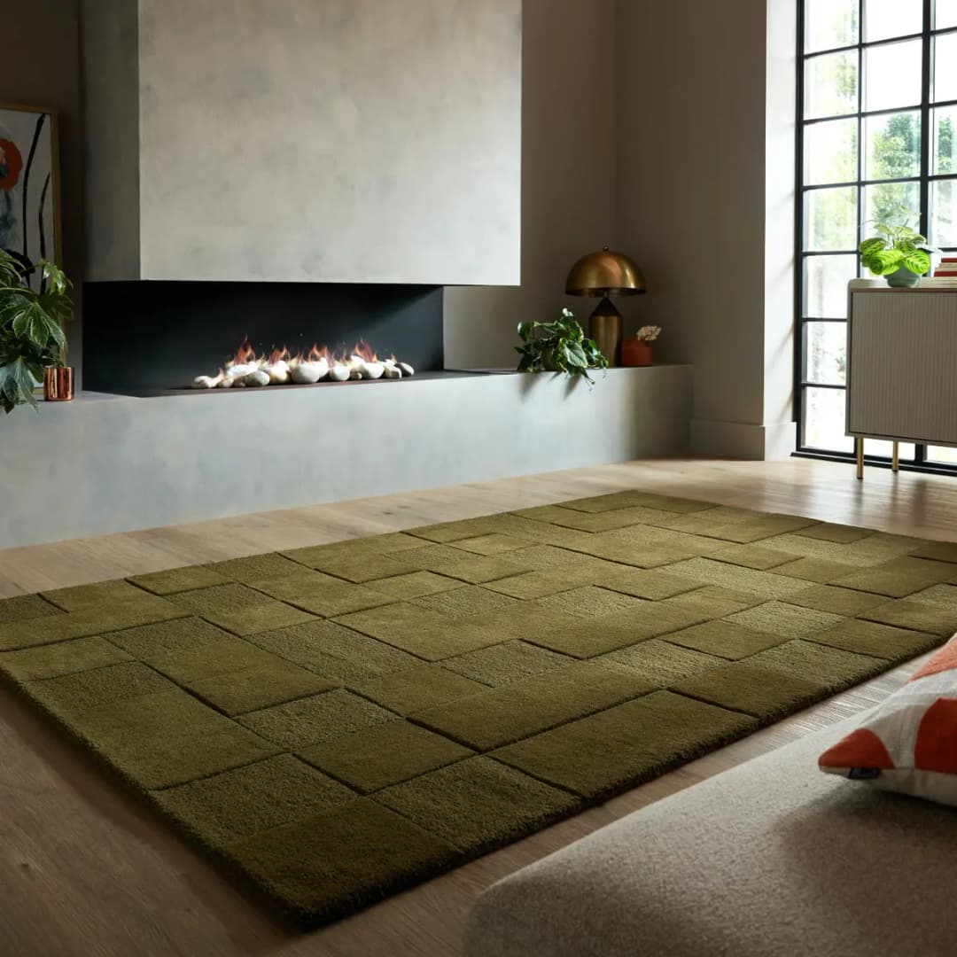 Kurzflorteppich Checkerboard Grün/Grün 120 x 170cm Wolle | Grün