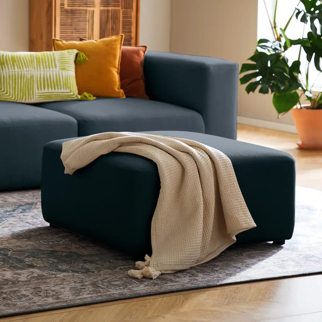 Polsterhocker 85cm Blau Microfaser Sofina | Blau