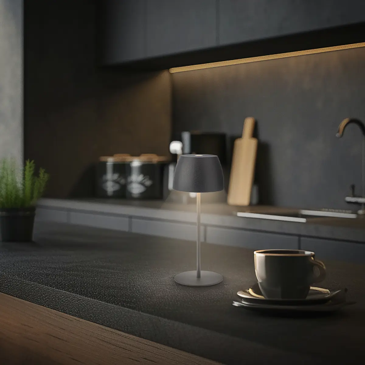BRILO LED Akku Tischleuchte Serina Mini Typ A | Grau