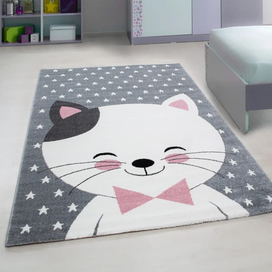 Kinderteppich Kids Katze | Pink