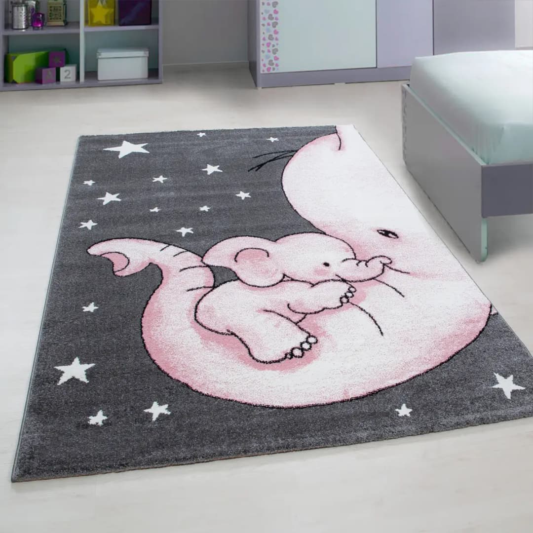 Kinderteppich Kids Elefant | Pink