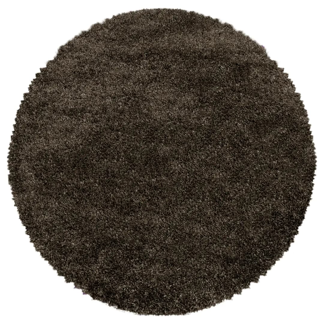 Ayyildiz Hochflorteppich Fluffy rund Ø 160cm Braun | Braun