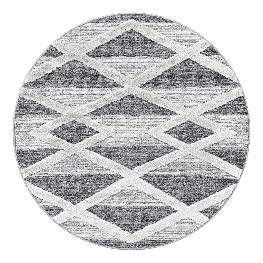 Ayyildiz Hochflorteppich Pisa rund Ø 200cm Grau | Grau