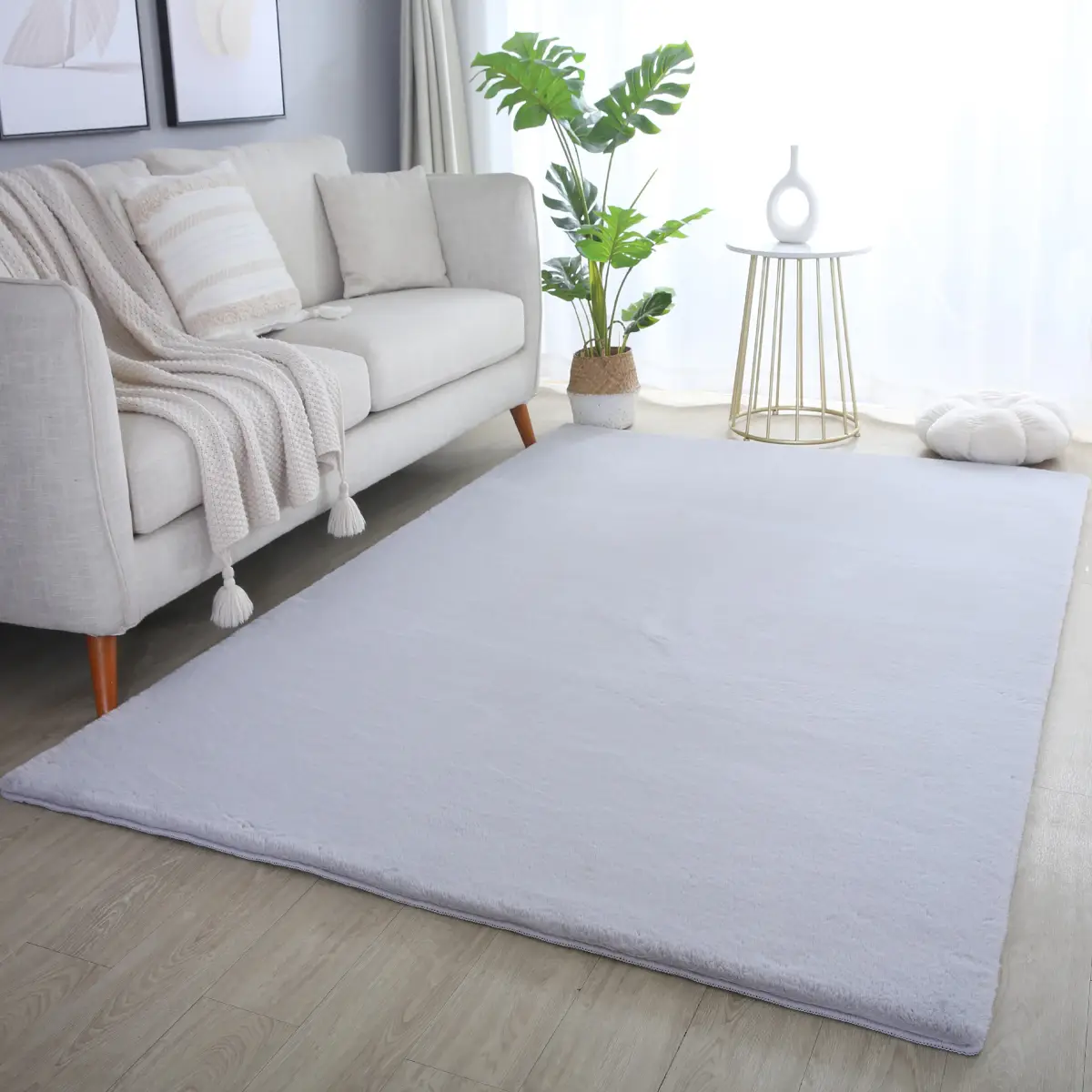 Kurzflorteppich Pouffy 5100 Silber/Silber 200 x 290cm Polyester