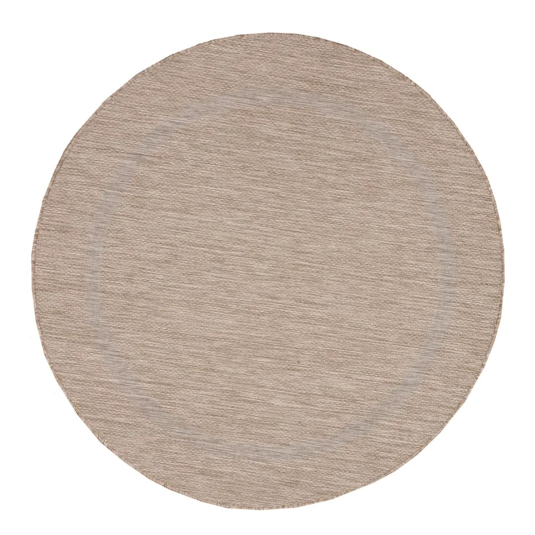 Outdoorteppich rund Beige Polyester Ø 200cm | Beige