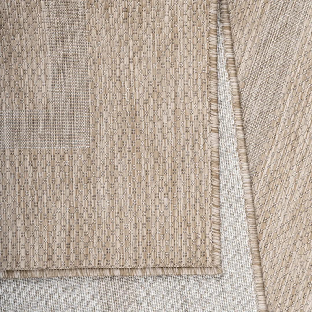 Outdoorteppich rund Beige Polyester Ø 200cm | Beige