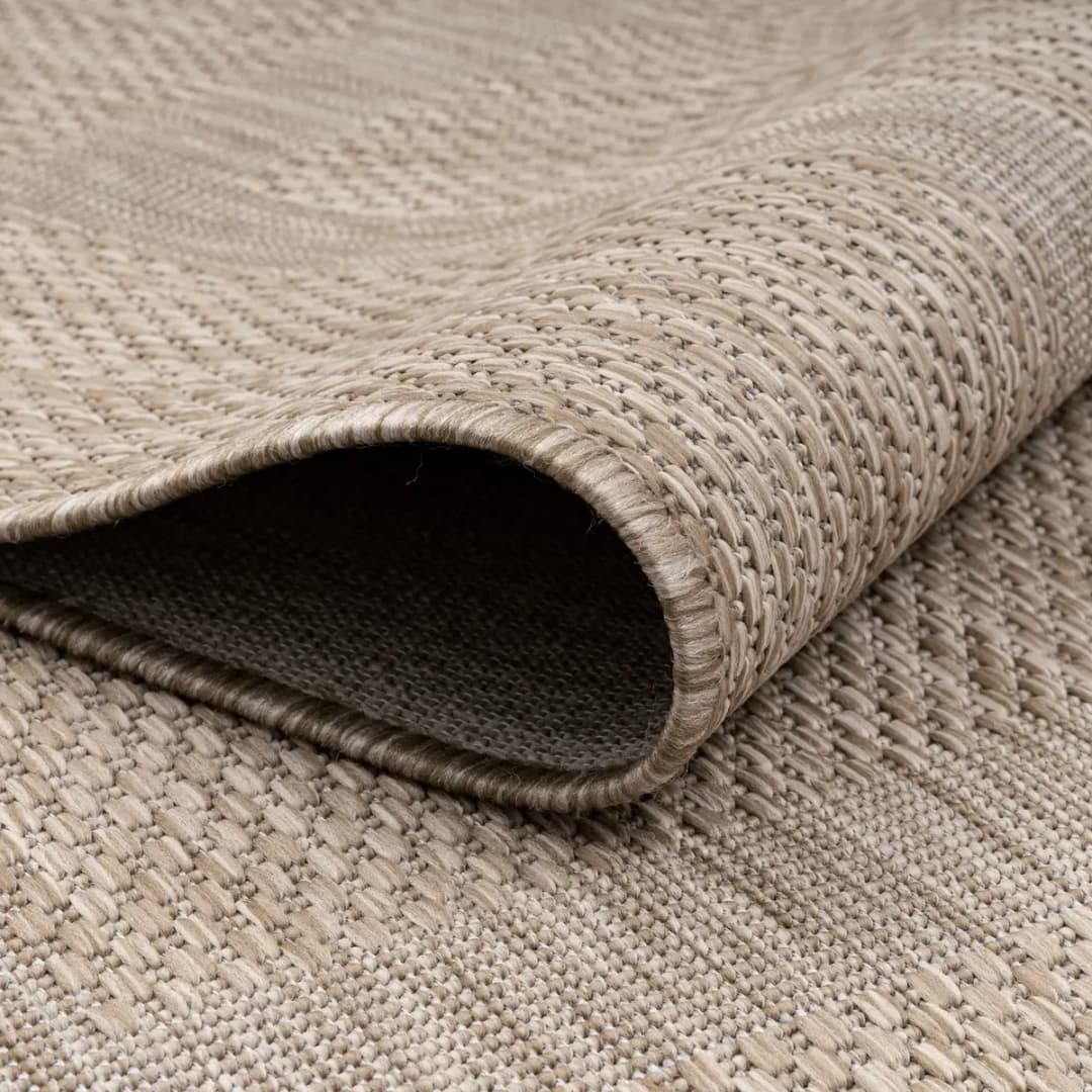 Outdoorteppich rund Beige Polyester Ø 200cm | Beige
