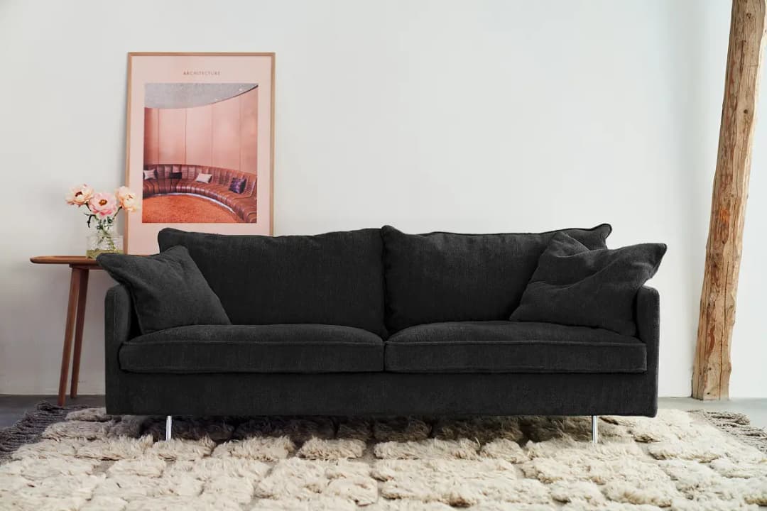 3-Sitzer Sofa mit Chromfüßen Grau Chenille Skady | Grau