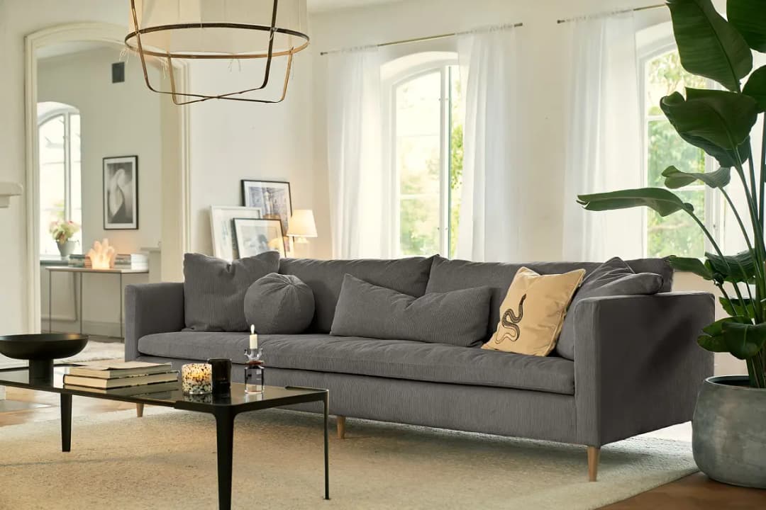 3-Sitzer Sofa Grau Cordstoff Moran 270cm Modern | Grau