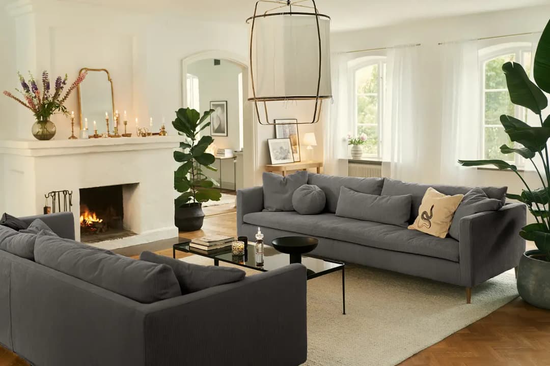 3-Sitzer Sofa Grau Cordstoff Moran 270cm Modern | Grau