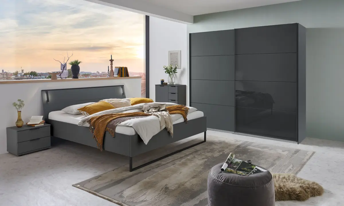 Schwebetürenschrank Tilburg 225cm Grau/Graphit | Grau