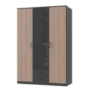 Drehtürenschrank Fulda 135cm Schwarz/Glas Grau | Grau