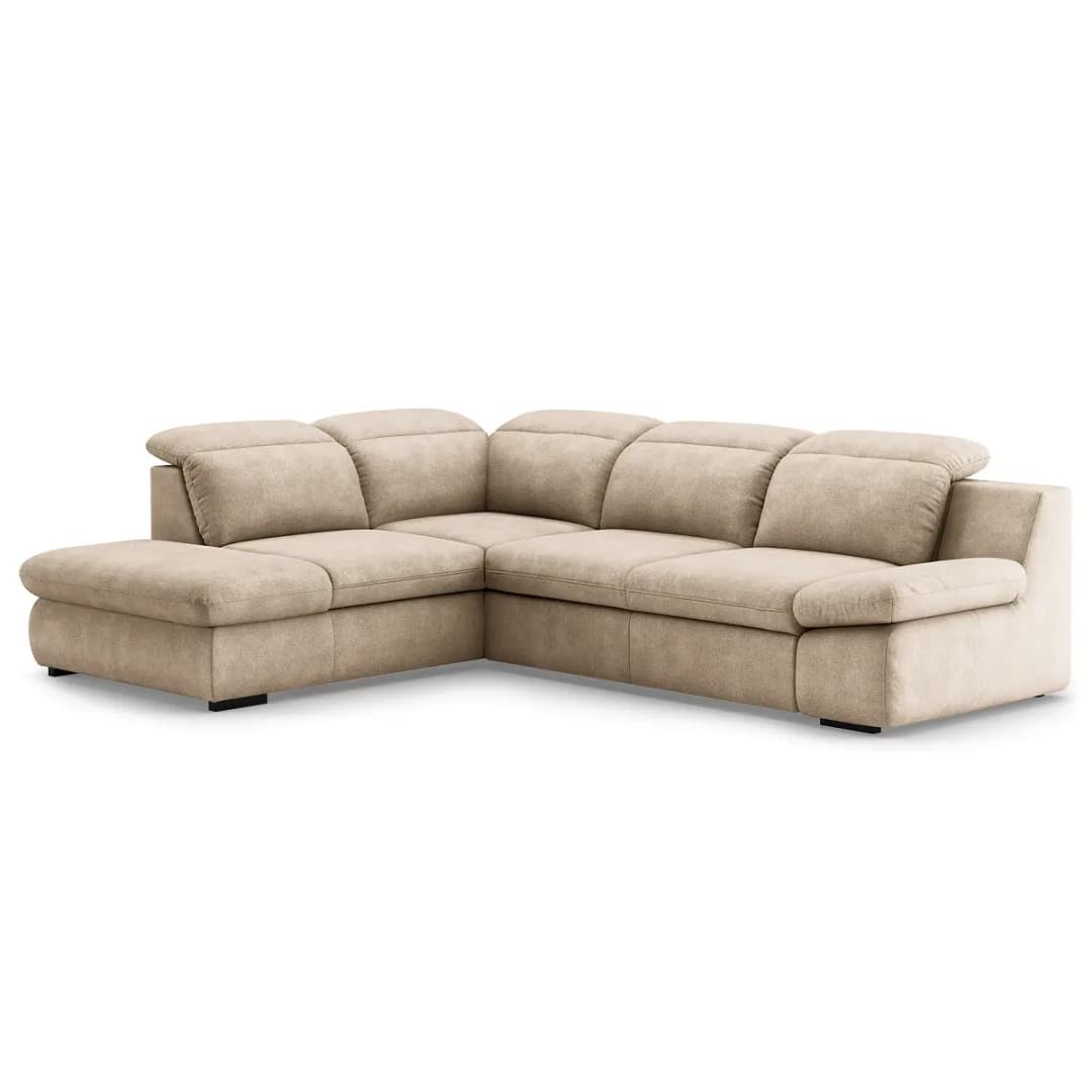 Ecksofa Okit mit Ottomane Beige Samt Grete | Beige