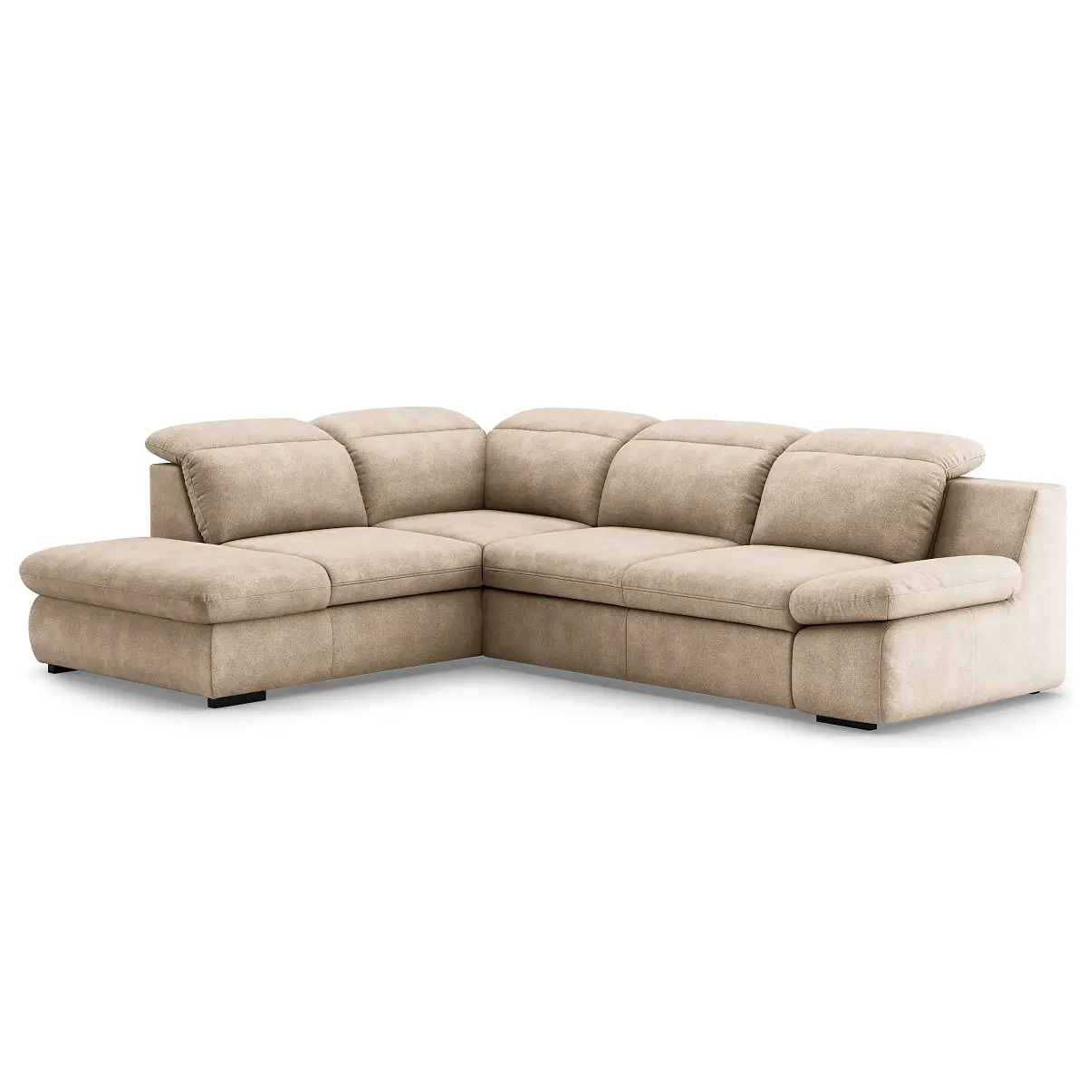 Ecksofa Okit mit Ottomane Beige Samt Grete | Beige