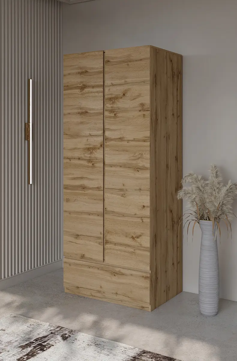 loftscape Drehtürenschrank 89cm | Holztöne