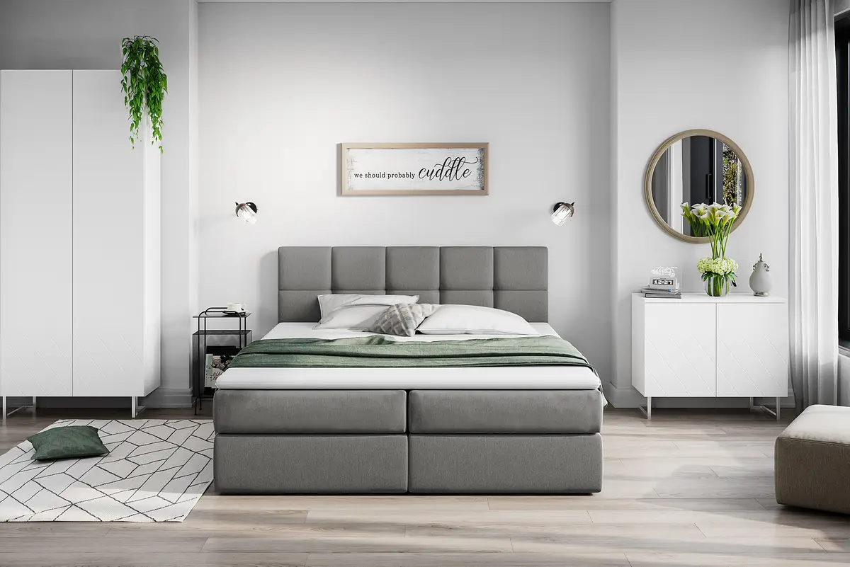 Boxbett Sunook 180 x 200cm Microfaser Loek Grau | Grau