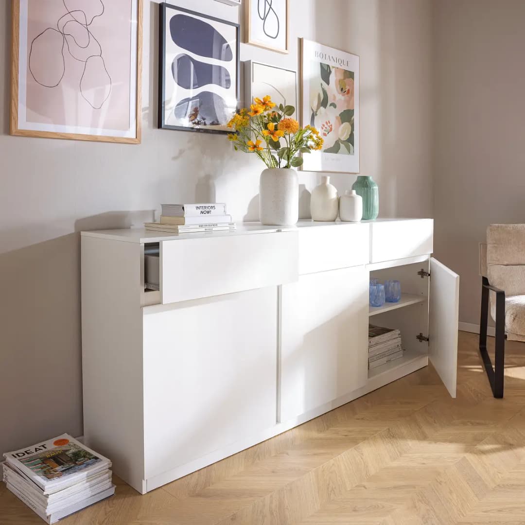 Sideboard 180cm Weiß/Weiß | Weiß