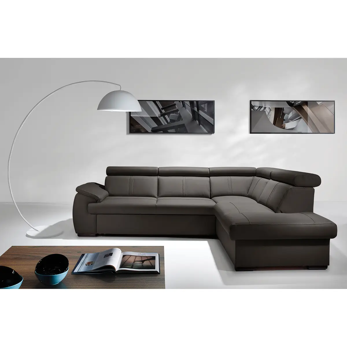 Ecksofa mit Schlaffunktion Typ A | Braun