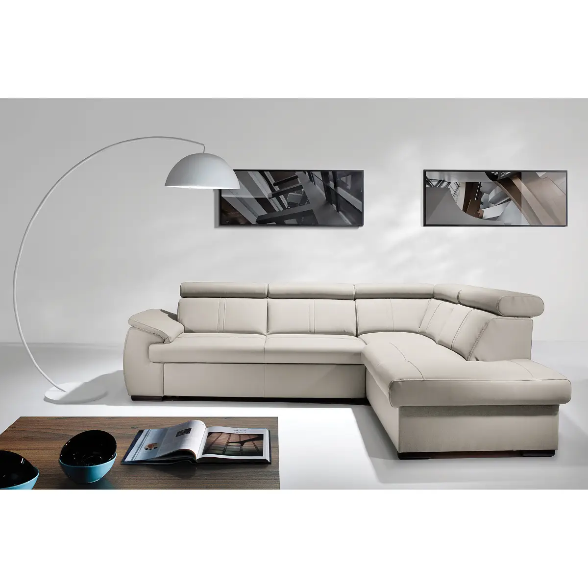 loftscape Ecksofa mit Schlaffunktion Typ A | Grau