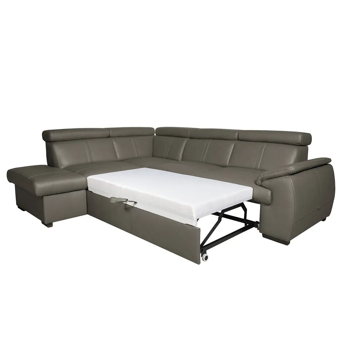 loftscape Ecksofa mit Schlaffunktion Typ A Grau/Sahara Echtleder Mabel