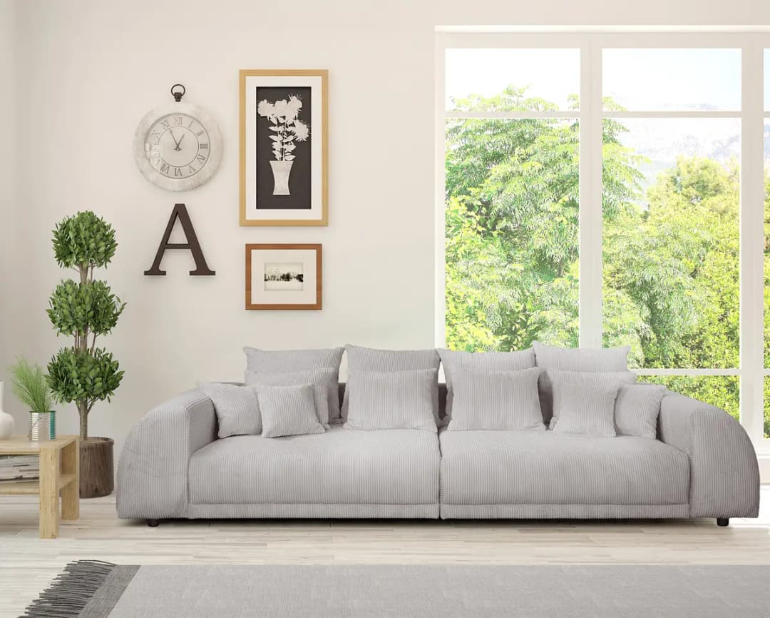 Bigsofa Grau Cordstoff Lola | Grau