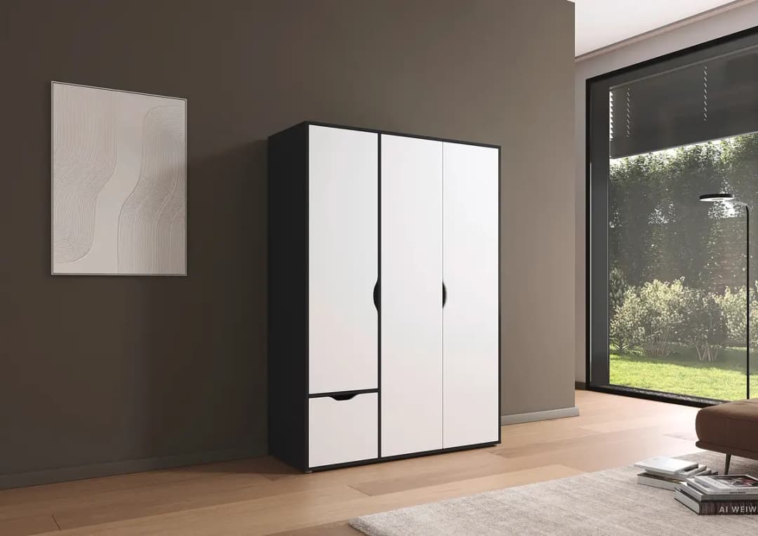 rauch Blue Drehtürenschrank 140cm Grau/Alpinweiß/Graumetallic Comfort