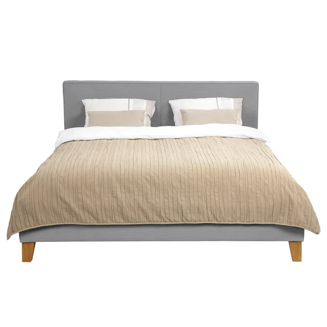 Polsterbett Miilet 180 x 200cm Cordstoff Onika Grau Eiche | Grau