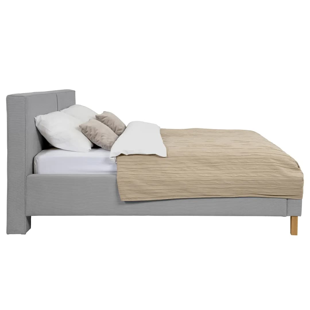 Polsterbett Miilet 200 x 200cm Cordstoff Onika Grau mit Lattenrost