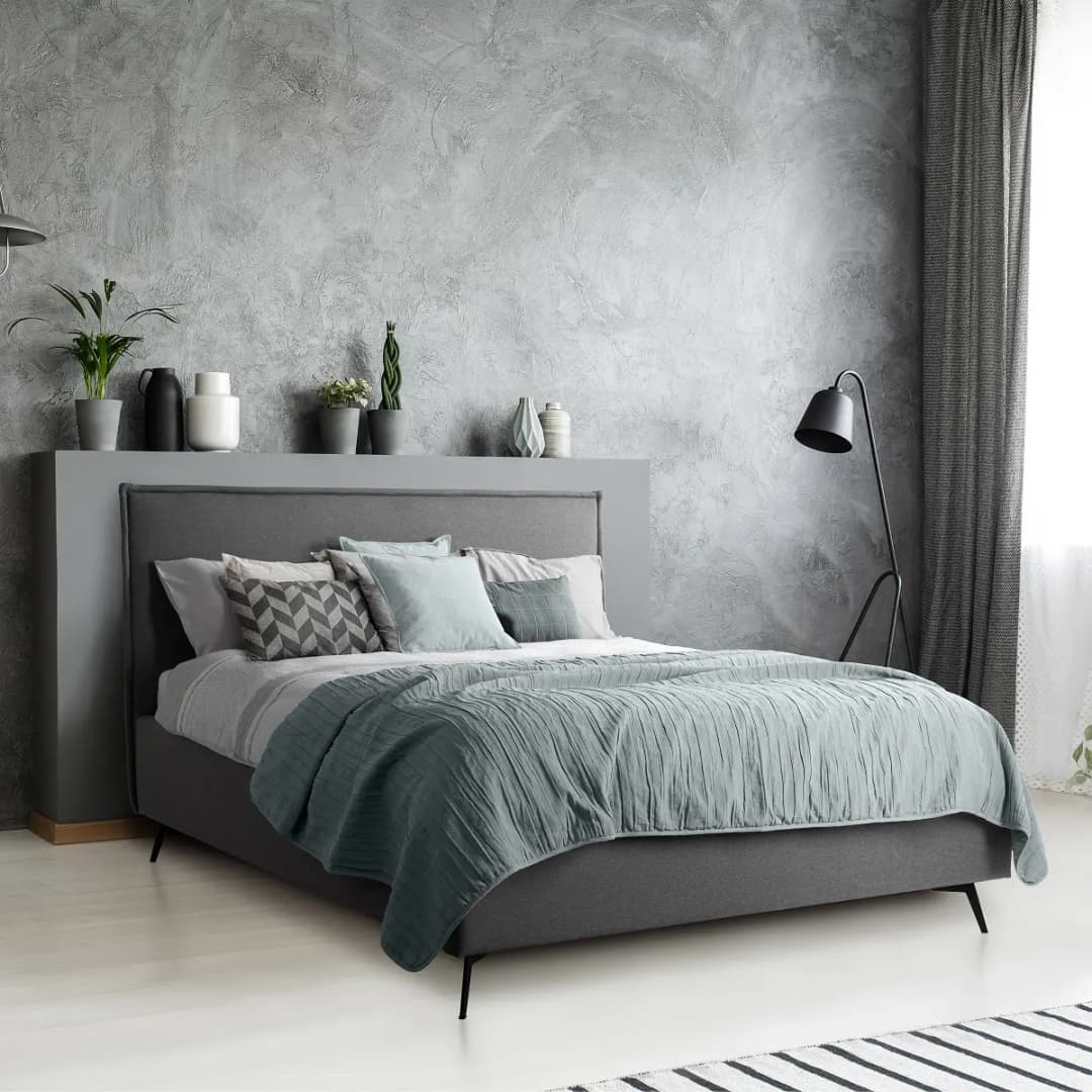 Polsterbett Rydnes 200 x 200cm Webstoff Saba Grau | Grau