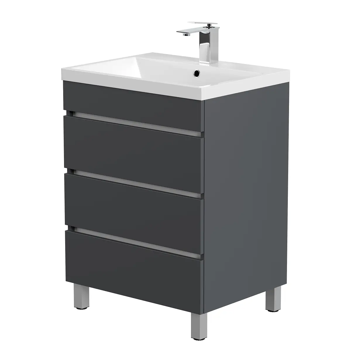 Standwaschtisch Fellini 60cm Grau/Graphit | Grau