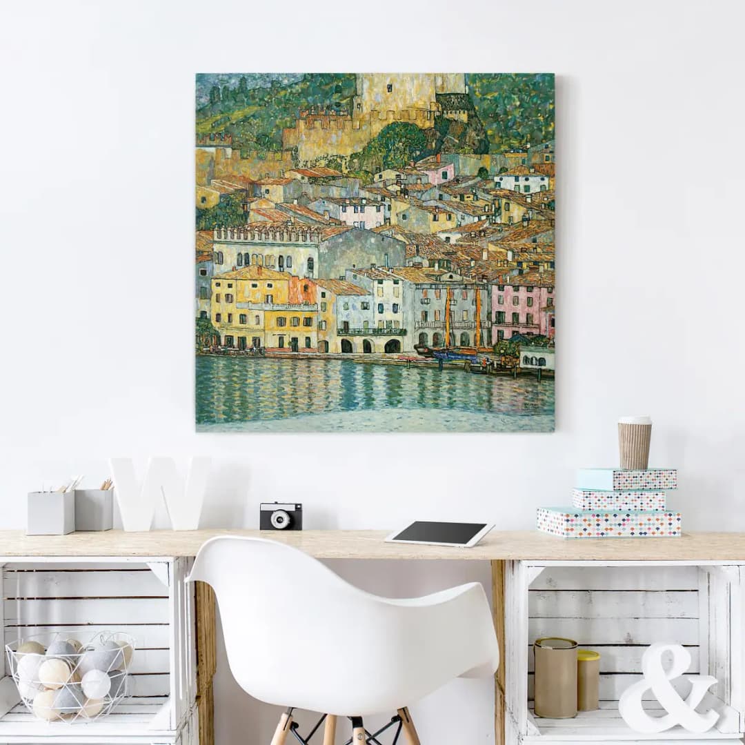 Leinwandbild Malcesine am Gardasee | Mehrfarbig