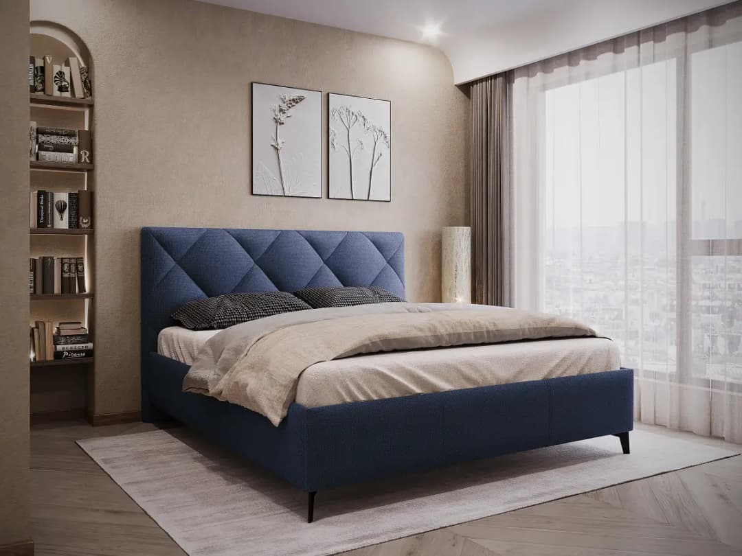 Polsterbett Atherley 180 x 200cm Strukturstoff Cully Blau