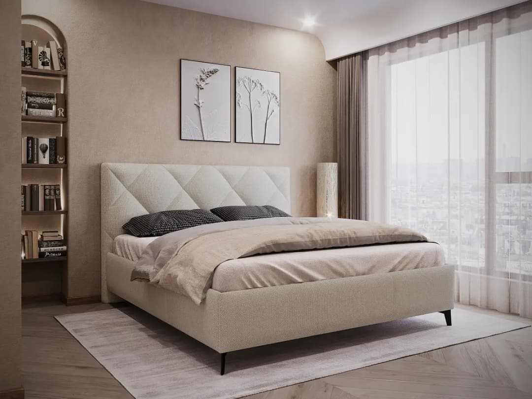Polsterbett Atherley 160 x 200cm Strukturstoff Cully Beige