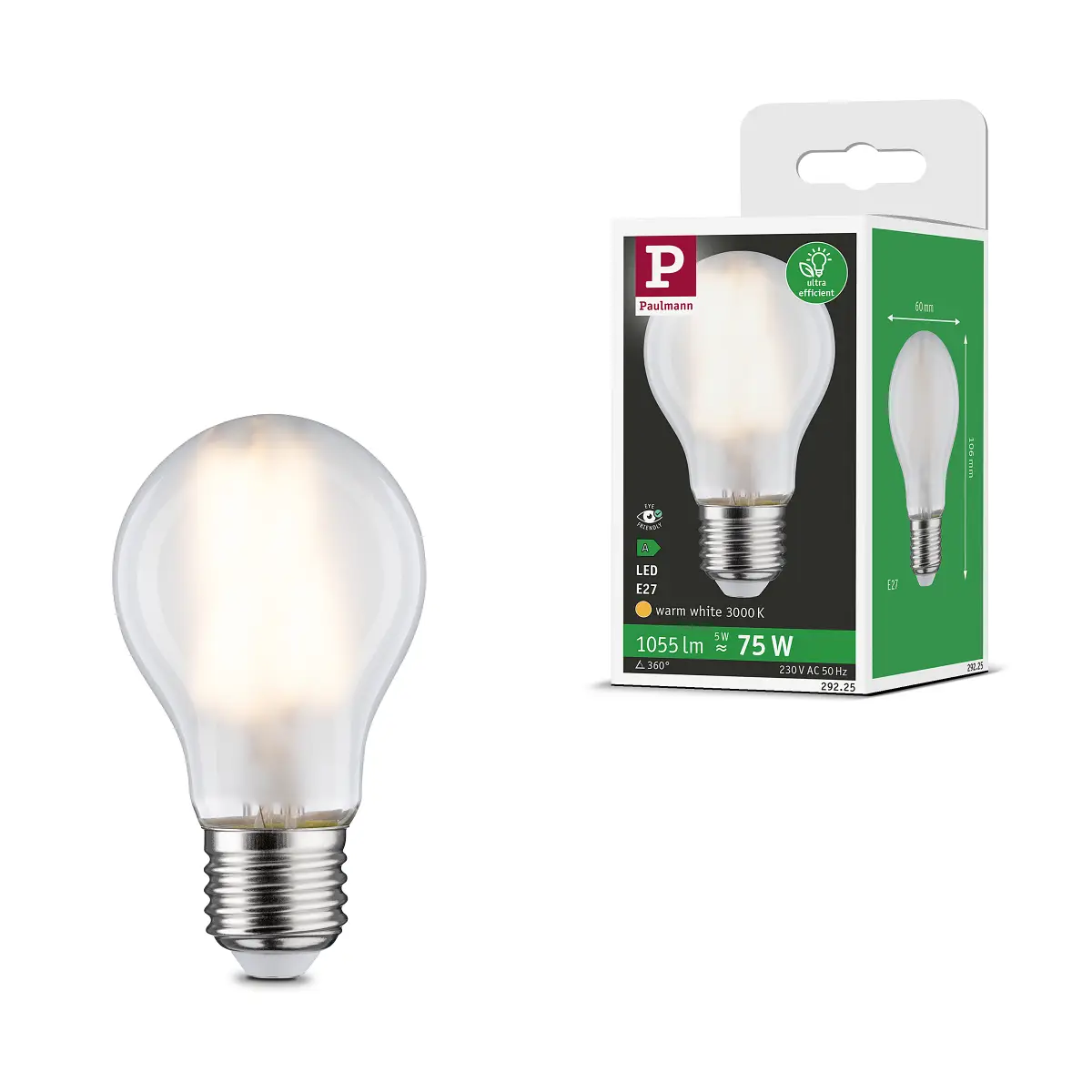 Paulmann LED-Glühbirne Eco-Line 5W Ø 6cm Weiß/Matt Weiß | Weiß