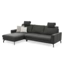 Ecksofa Kalahan mit Ottomane Grau Echtleder | Grau
