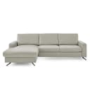 Ecksofa Wondina mit Ottomane Grau Echtleder Tomma | Grau