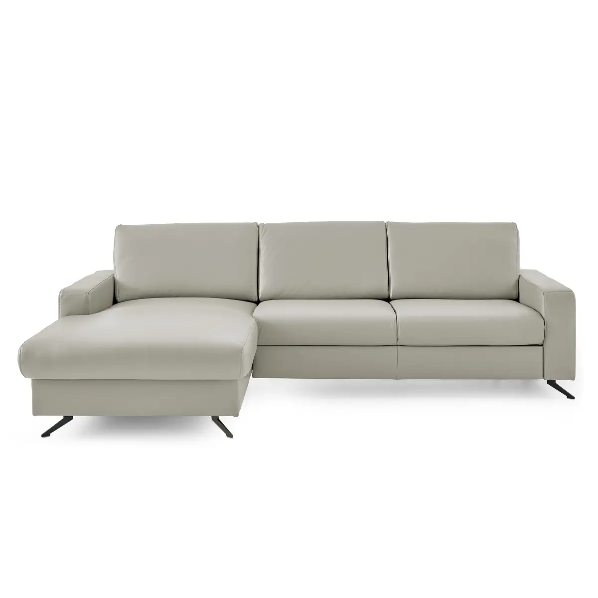 Ecksofa Wondina mit Ottomane Grau Echtleder Tomma | Grau