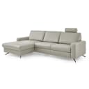 Ecksofa Wondina mit Ottomane Grau Echtleder | Grau