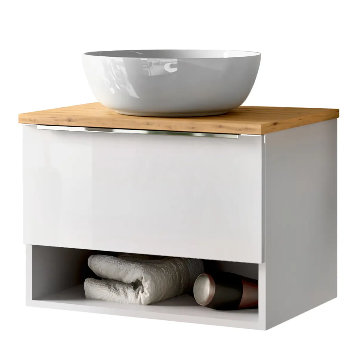 loftscape Waschtisch offen Variante C 60cm Weiß/Hochglanz Weiß | Weiß