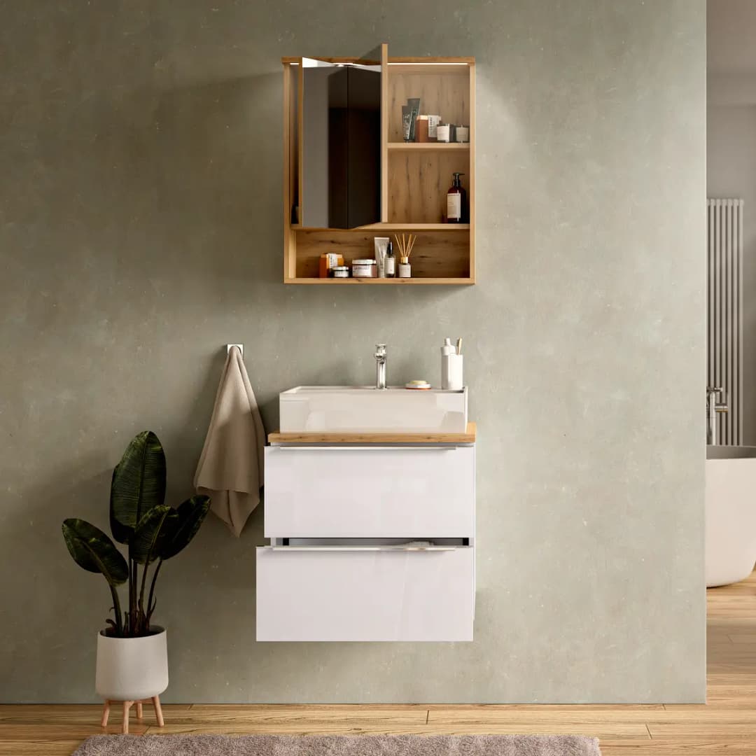 loftscape Badset 2-teilig Kombi B 60cm Weiß/Hochglanz Weiß | Weiß