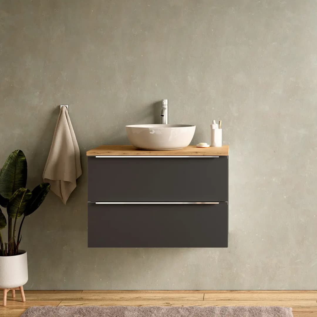 loftscape Waschtisch Variante C 80cm Grau/Anthrazit | Grau