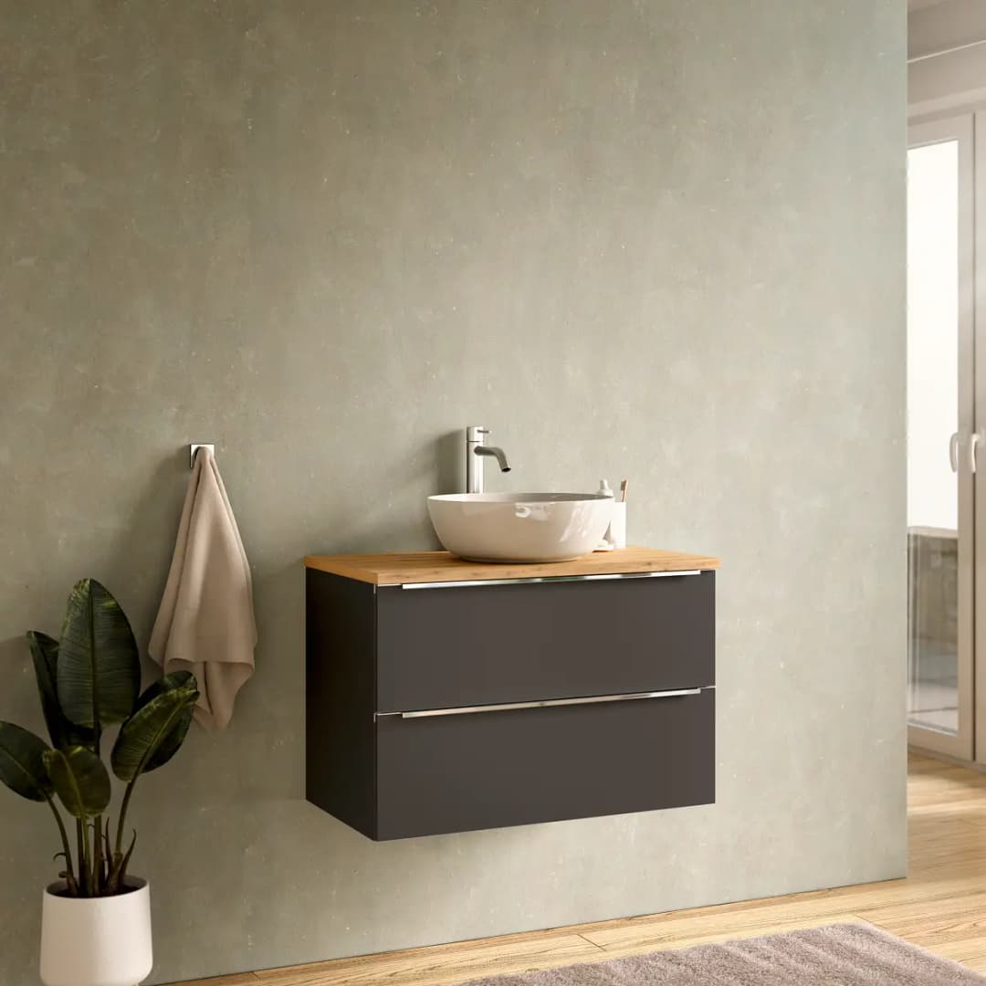 loftscape Waschtisch Variante C 80cm Grau/Anthrazit | Grau