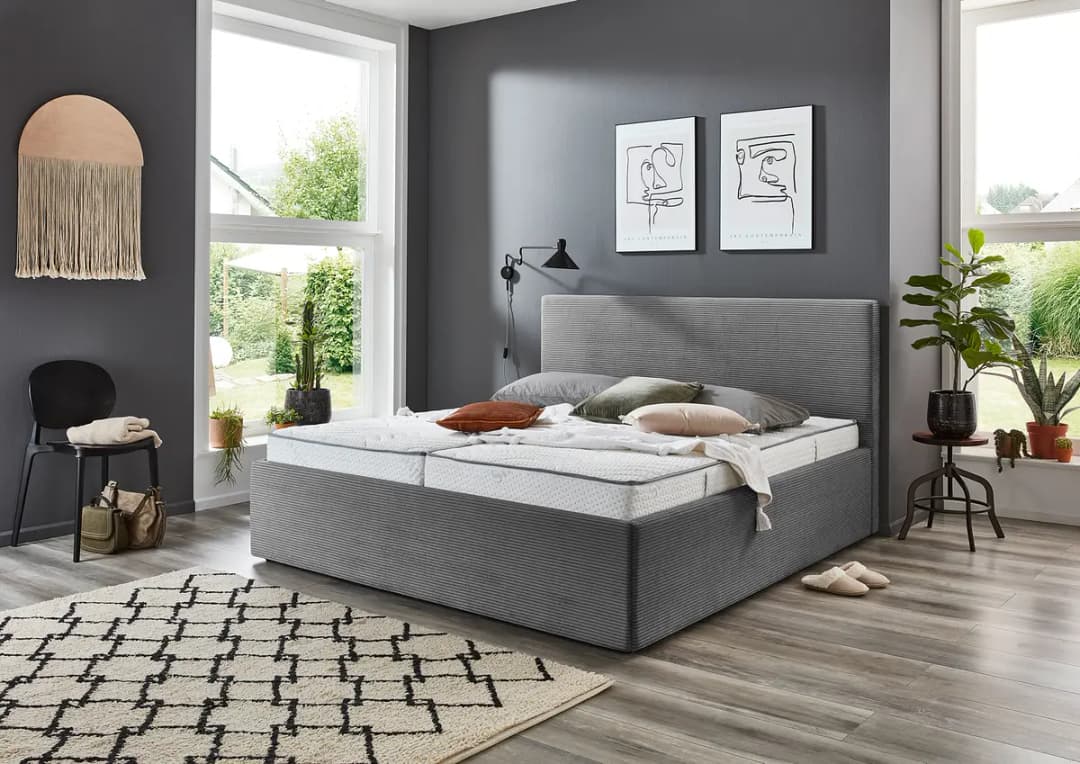 Mørteens Polsterbett Terbilon 160 x 200cm Cord Grau/Grau | Grau