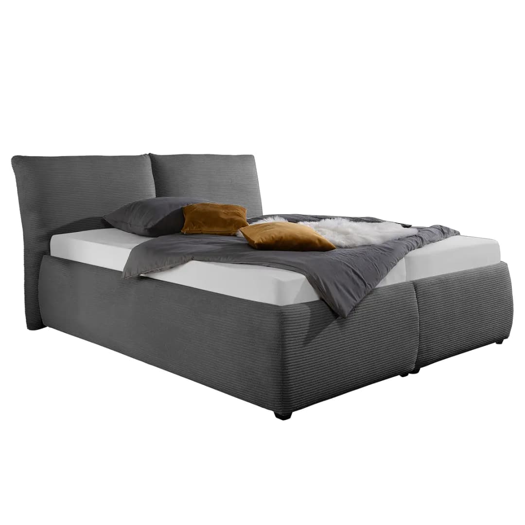 Polsterbett Bollosen mit Matratze 180 x 200cm Cordstoff Zuri