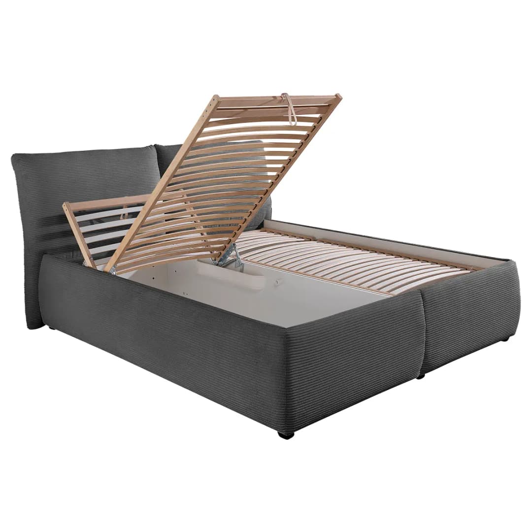 Polsterbett Bollosen mit Matratze 180 x 200cm Cordstoff Zuri