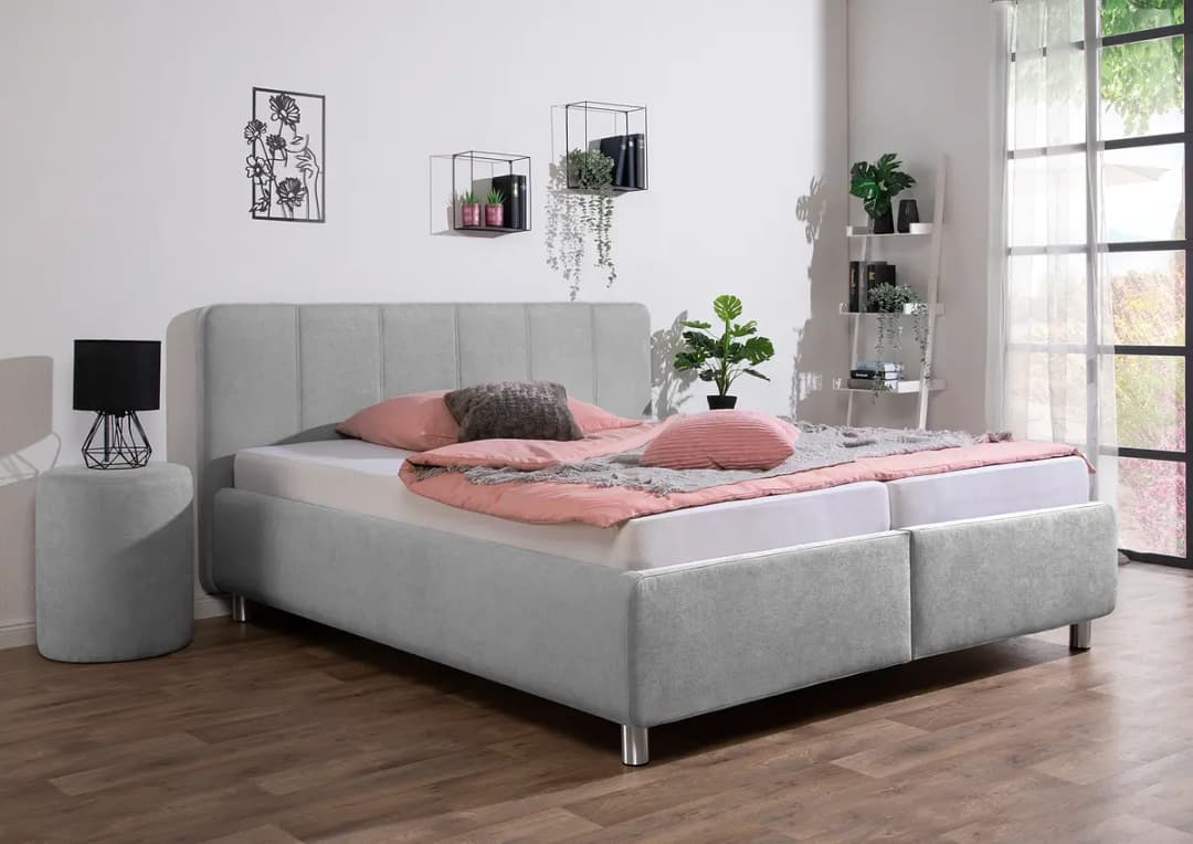 Loftscape Polsterbett Jorcani mit Matratze 160 x 200cm | Grau