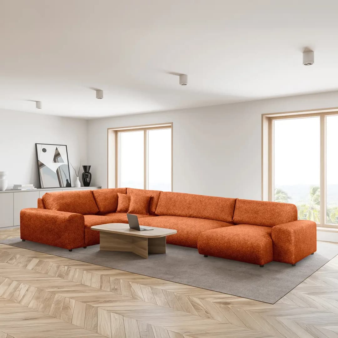 Wohnlandschaft Kupfer Strukturstoff Blerta | Braun