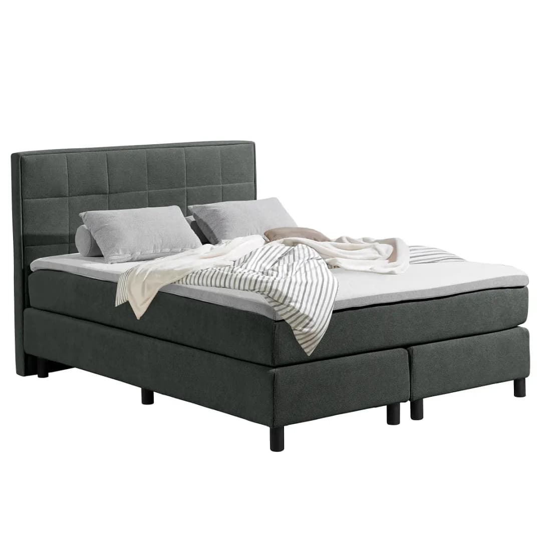 Boxbett Kalyango 140 x 200cm Strukturstoff Cully Grau | Grau